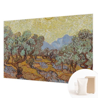 Papier peint panoramique moderne avec motif d'oliviers
