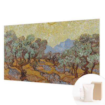 Papier peint panoramique moderne avec motif d'oliviers