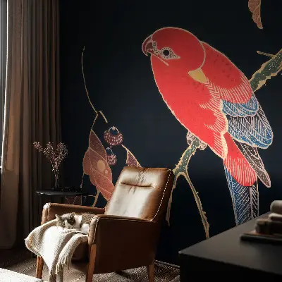 Papier peint photo avec un motif d'oiseau exotique