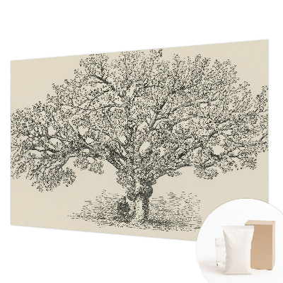 Papier peint salon moderne avec une illustration d'arbre