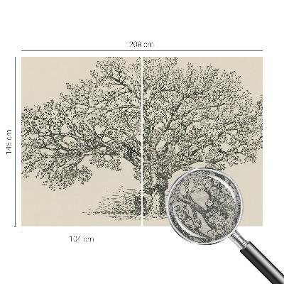 Papier peint salon moderne avec une illustration d'arbre