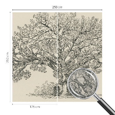 Papier peint salon moderne avec une illustration d'arbre