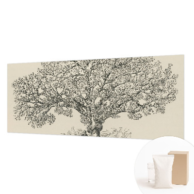 Papier peint salon moderne avec une illustration d'arbre