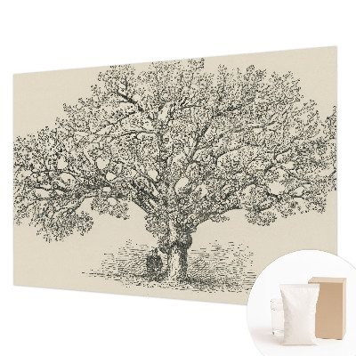 Papier peint salon moderne avec une illustration d'arbre