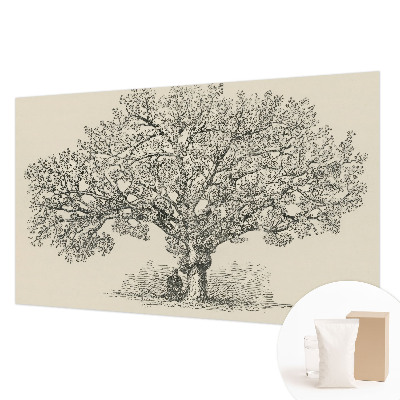 Papier peint salon moderne avec une illustration d'arbre