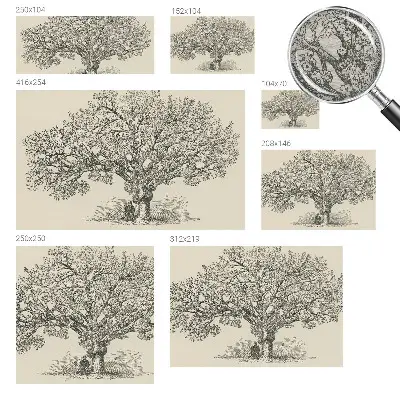 Papier peint photo sur tissu non tissé Illustration d'arbre