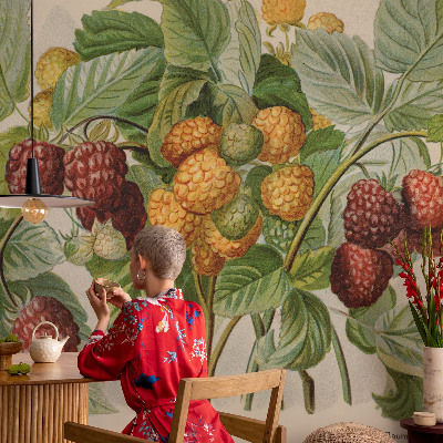 Poster mural panoramique avec un motif de framboises classiques