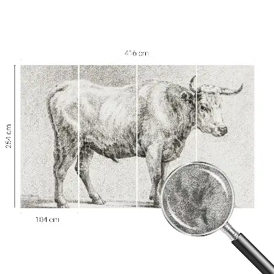 Papier peint photographique intissé Crayon Bull