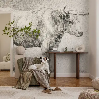 Papier peint photographique intissé Crayon Bull