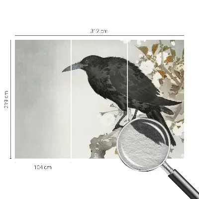 Papier peint intissé imprimé Corbeau dans les fleurs