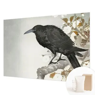 Papier peint intissé imprimé Corbeau dans les fleurs