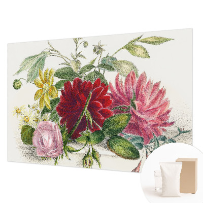 Papier peint panoramique chambre avec un motif de bouquet de fleurs