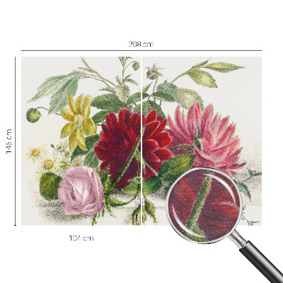 Papier peint panoramique chambre avec un motif de bouquet de fleurs