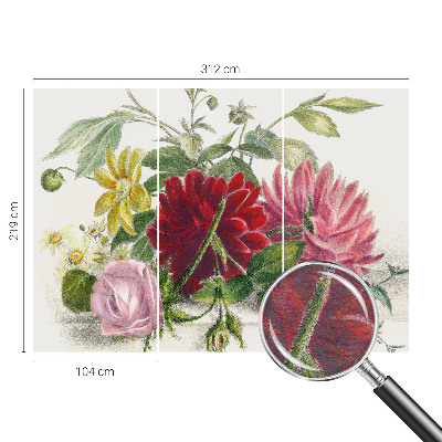 Papier peint panoramique chambre avec un motif de bouquet de fleurs