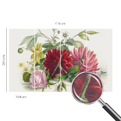 Papier peint panoramique chambre avec un motif de bouquet de fleurs