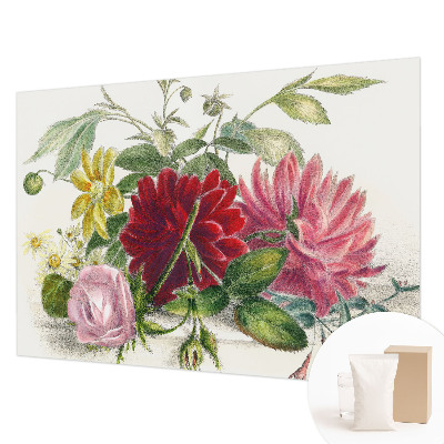 Papier peint panoramique chambre avec un motif de bouquet de fleurs