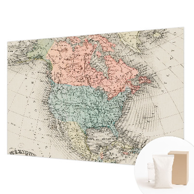 Papier peint panoramique chambre adulte avec un motif de carte historique