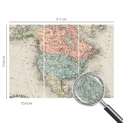 Papier peint panoramique chambre adulte avec un motif de carte historique