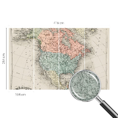 Papier peint panoramique chambre adulte avec un motif de carte historique