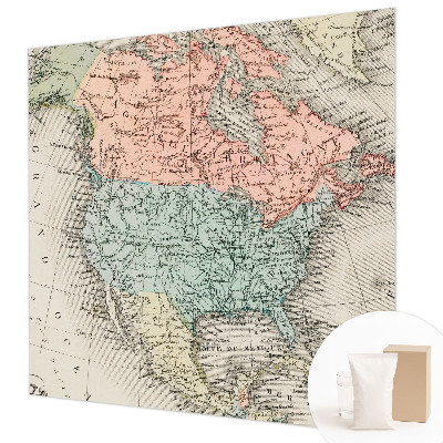 Papier peint panoramique chambre adulte avec un motif de carte historique