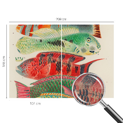 Papier peint panoramique facile à poser avec un motif de poissons exotiques