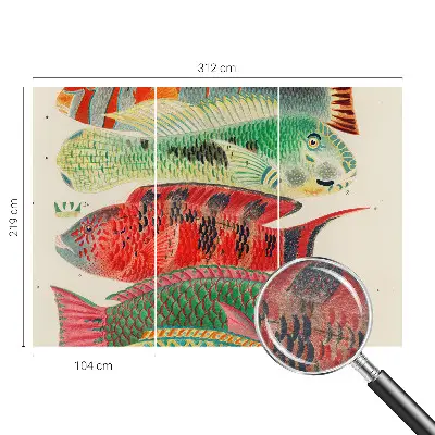 Papier peint panoramique facile à poser avec un motif de poissons exotiques