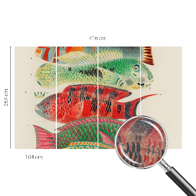 Papier peint panoramique facile à poser avec un motif de poissons exotiques