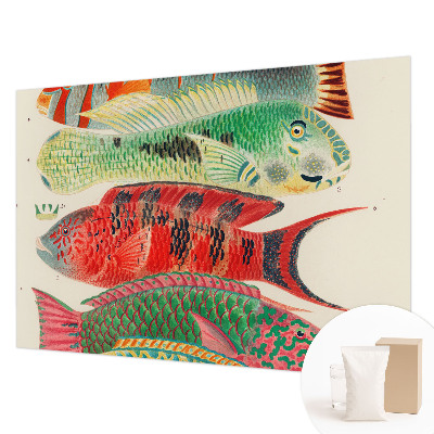 Papier peint panoramique facile à poser avec un motif de poissons exotiques