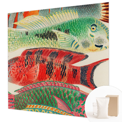 Papier peint panoramique facile à poser avec un motif de poissons exotiques