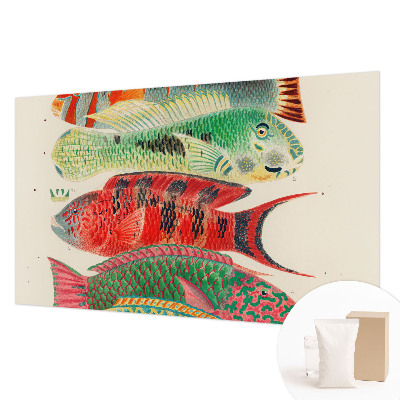 Papier peint panoramique facile à poser avec un motif de poissons exotiques