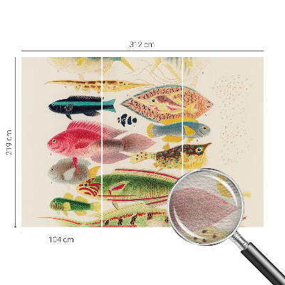 Papier peint photo intissé avec un motif de poissons colorés