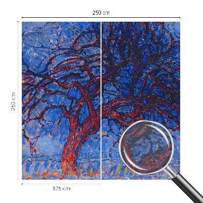 Poster mural panoramique avec un motif d'arbre en flammes