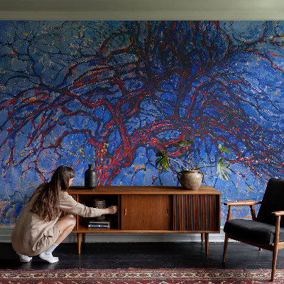 Poster mural panoramique avec un motif d'arbre en flammes