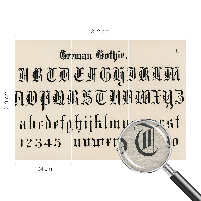 Papier peint panoramique avec motif de lettres gothiques
