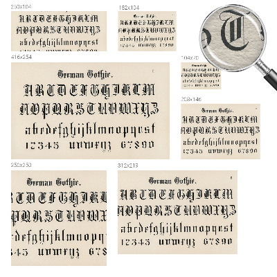 Papier peint panoramique avec motif de lettres gothiques