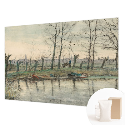 Papier peint panoramique enfant avec un motif de paysage d'hiver
