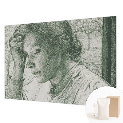 Papier peint panoramique moderne représentant une femme réfléchissante