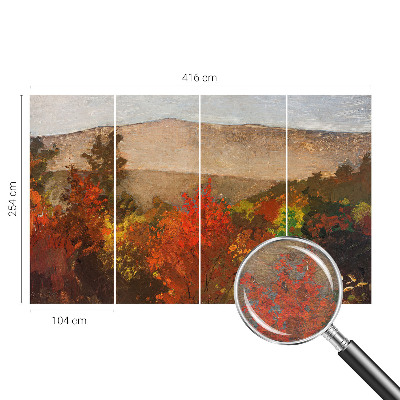 Papier peint panoramique intissé moderne avec un motif de panorama automnal