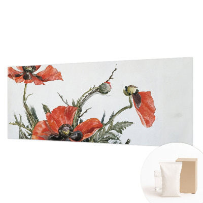 Décoration murale panoramique intissé avec un motif de coquelicots rouges