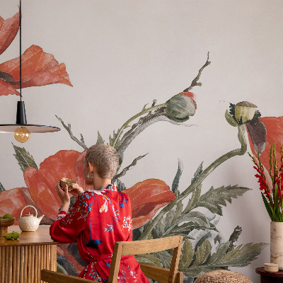 Décoration murale panoramique intissé Červené vlčie maky