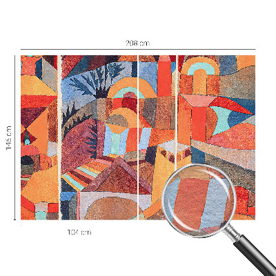 Papier peint chambre moderne à motif mosaïque colorée