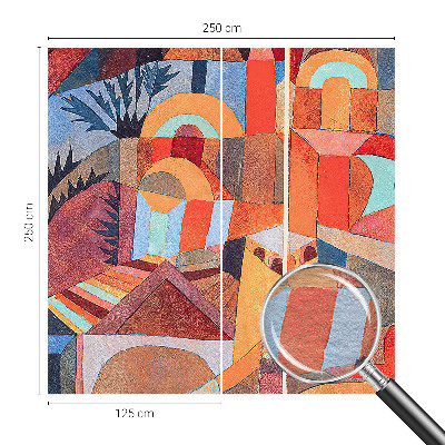 Papier peint chambre moderne à motif mosaïque colorée
