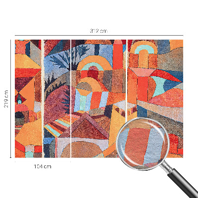 Papier peint chambre moderne à motif mosaïque colorée