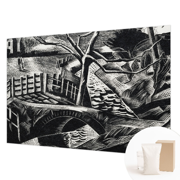Papier peint salon moderne avec un motif de paysage architectural
