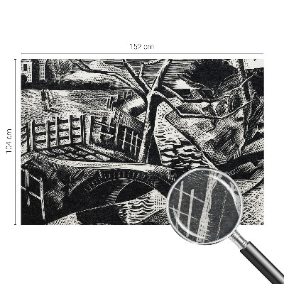 Papier peint salon moderne avec un motif de paysage architectural