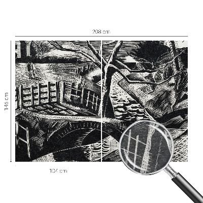 Papier peint salon moderne avec un motif de paysage architectural