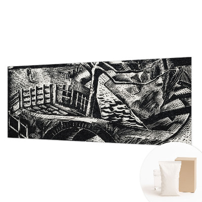 Papier peint salon moderne avec un motif de paysage architectural