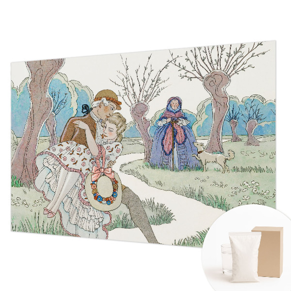 Papier peint panoramique à motif d'une scène romantique