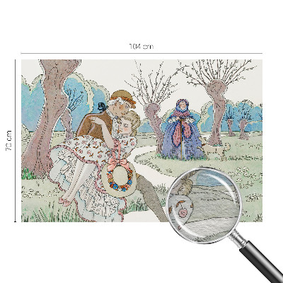 Papier peint panoramique à motif d'une scène romantique