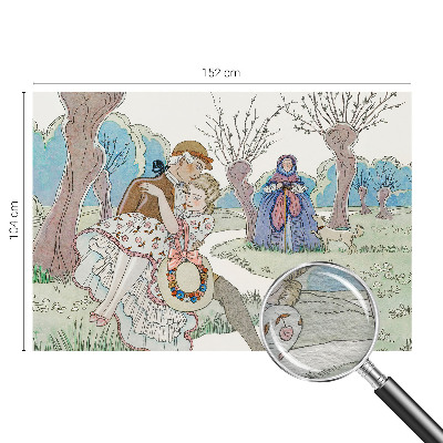 Papier peint panoramique à motif d'une scène romantique